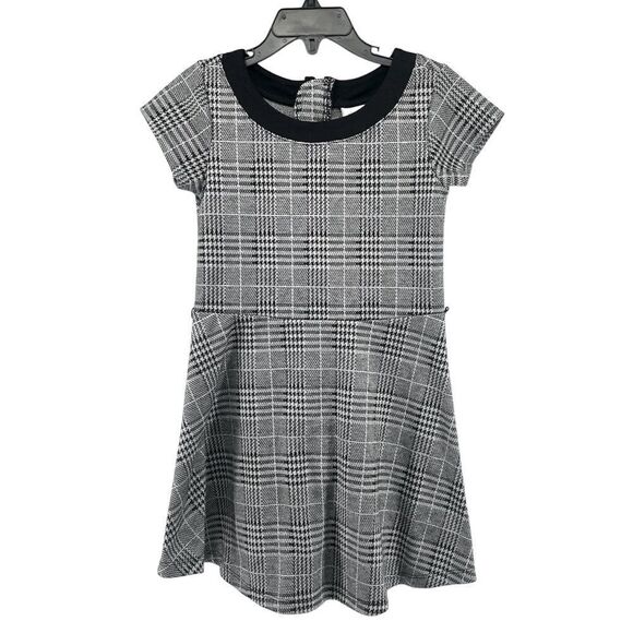 The Children’s Place Girl’s Black Houndstooth Short Sleeve Fit & Flare Dress 6 - Picture 1 of 11